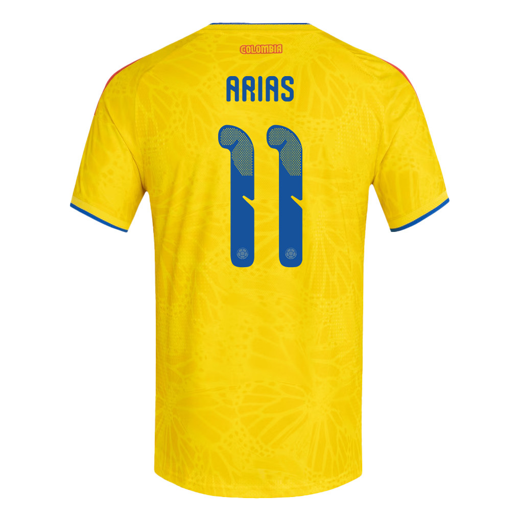 Jhon Arias 11 Colombia National Team 2026 Home Jersey - Yellow, Men - Jersey Teams