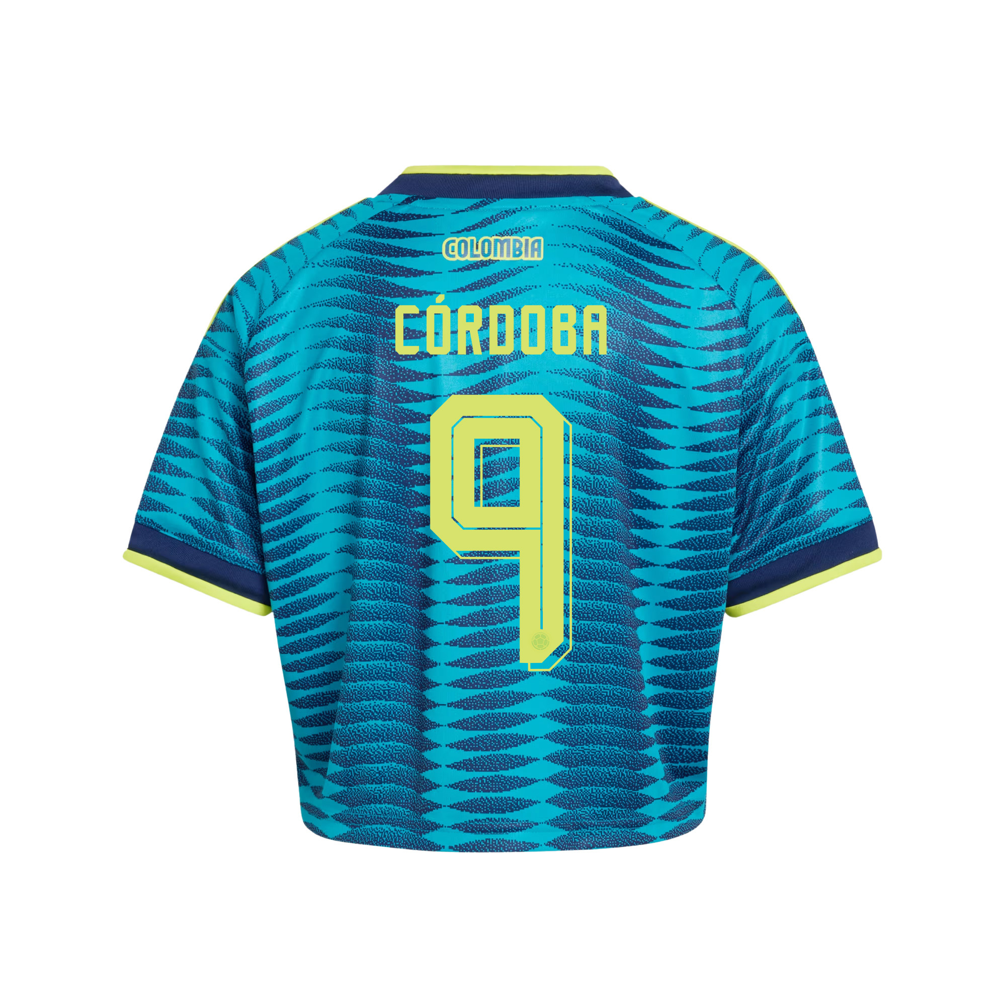 Jhon Córdoba 9 Colombia 2026 Away Women’s Cropped Jersey - Turquoise - Jersey Teams