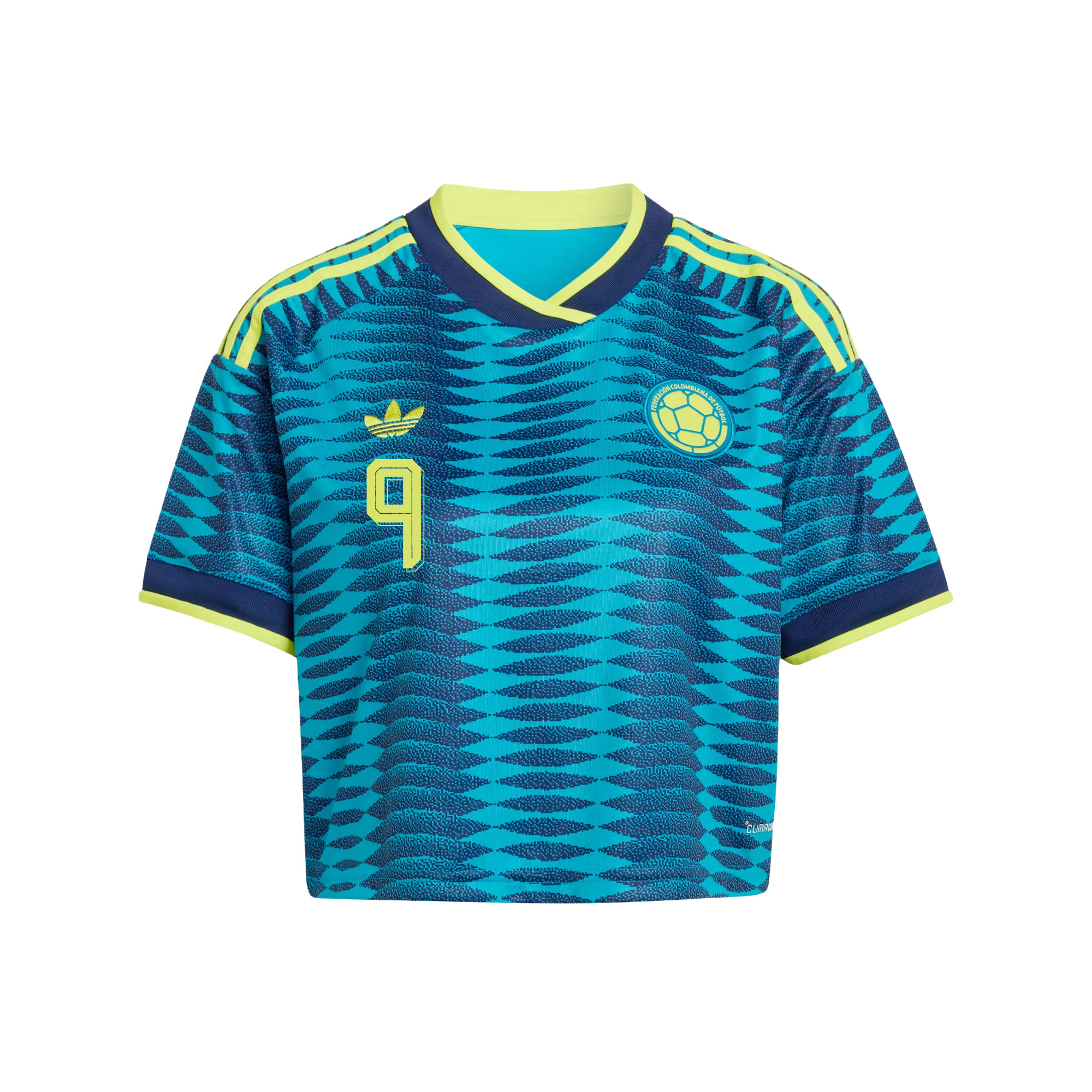 Jhon Córdoba 9 Colombia 2026 Away Women’s Cropped Jersey - Turquoise - Jersey Teams