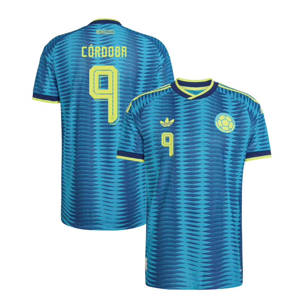 Jhon Córdoba 9 Colombia National Team 2026 Away Jersey - Turquoise, Men - Jersey Teams