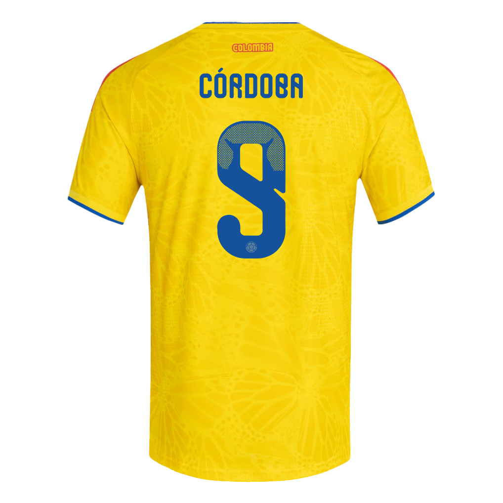 Jhon Córdoba 9 Colombia National Team 2026 Home Jersey - Yellow, Men - Jersey Teams