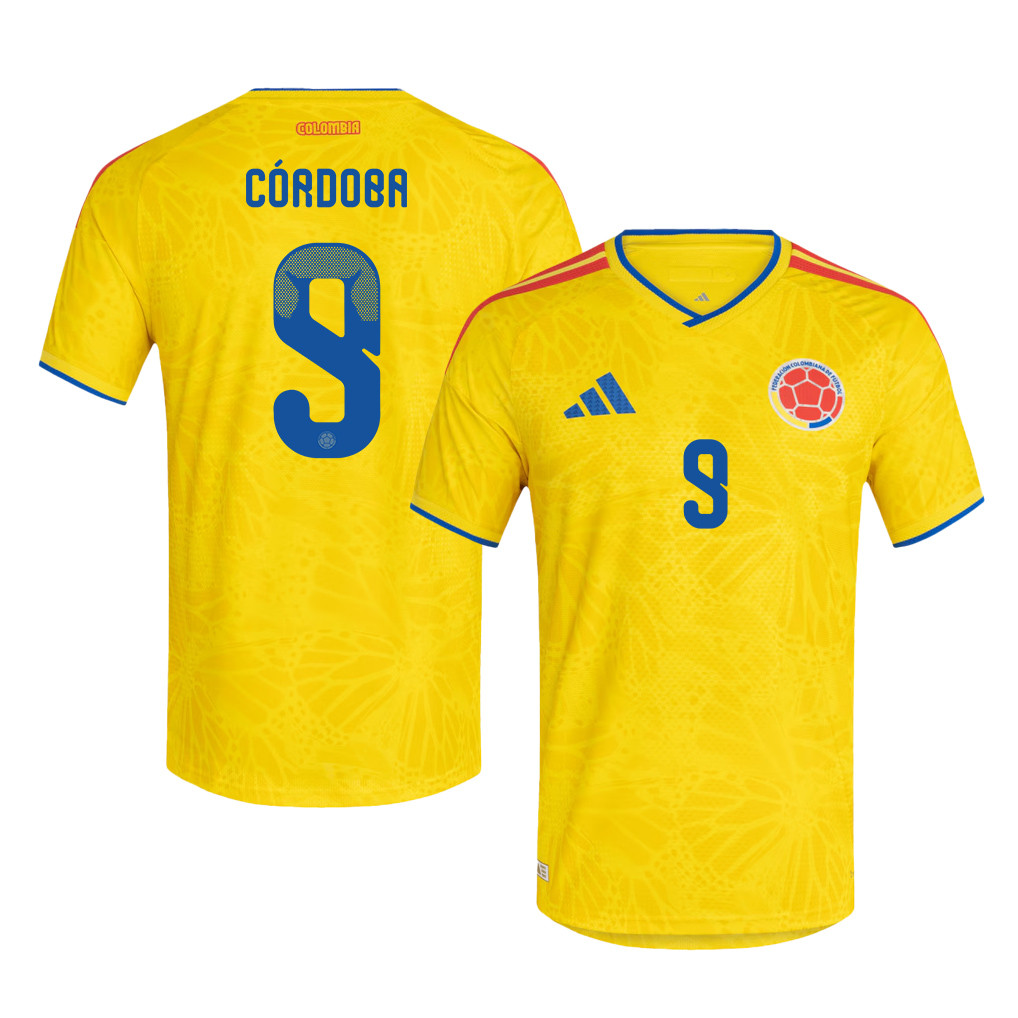 Jhon Córdoba 9 Colombia National Team 2026 Home Jersey - Yellow, Men - Jersey Teams