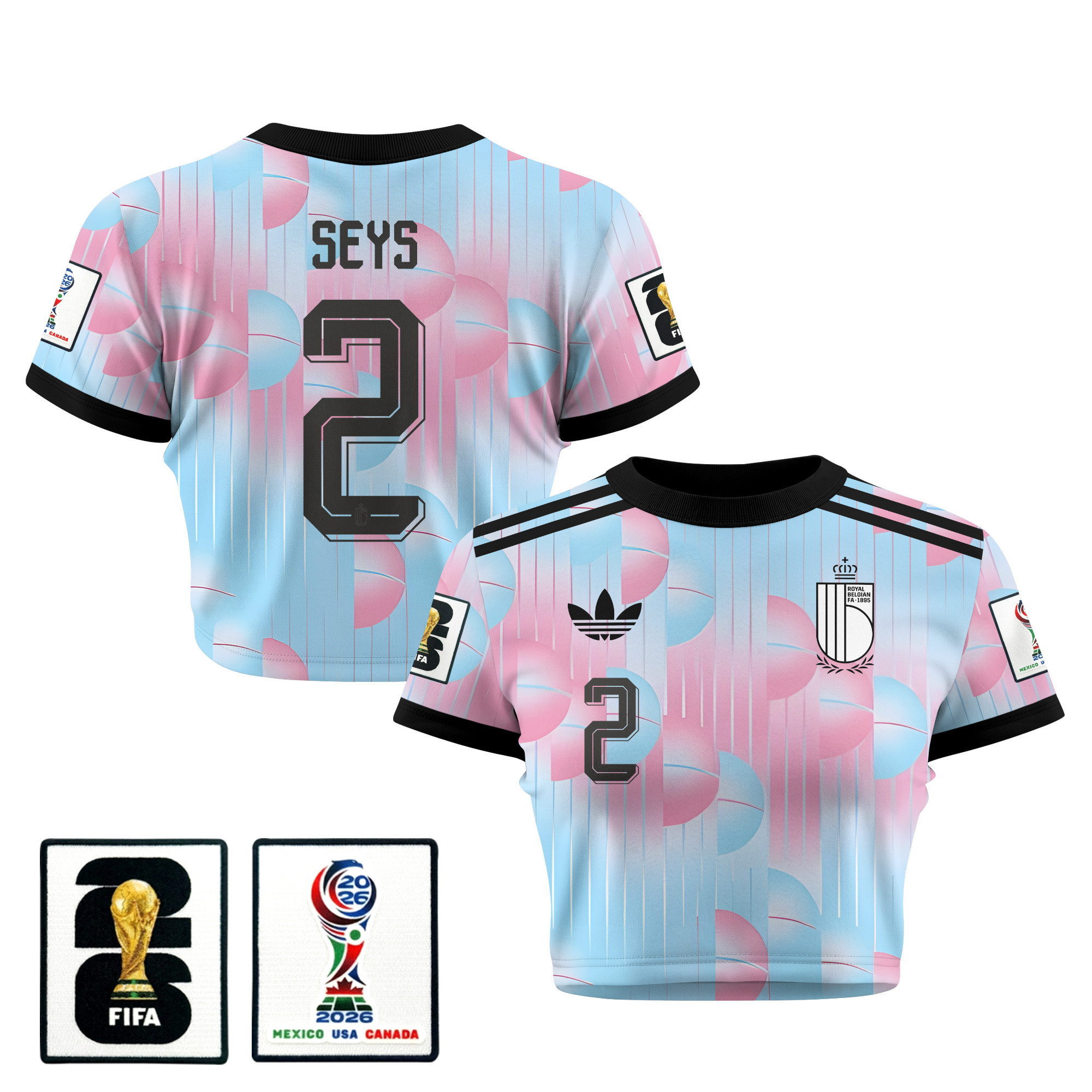 Joaquin Seys 2 Belgium 2026 Women’s Away All-Over Print Cropped Jersey – Light Blue – Jersey Teams