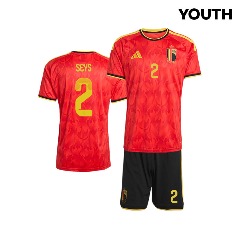 Joaquin Seys 2 Belgium 2026 YOUTH Home Jersey & Shorts Set - Red/Black - Jersey Teams