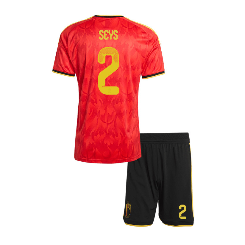 Joaquin Seys 2 Belgium 2026 YOUTH Home Jersey & Shorts Set - Red/Black - Jersey Teams