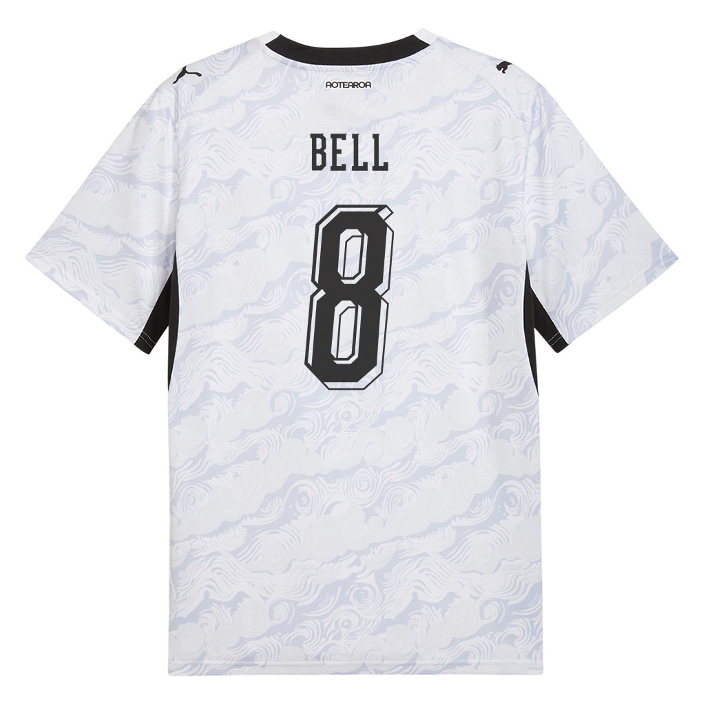 Joe Bell 8 New Zealand National Team 2026 Away Jersey - White, Men - Jersey Teams
