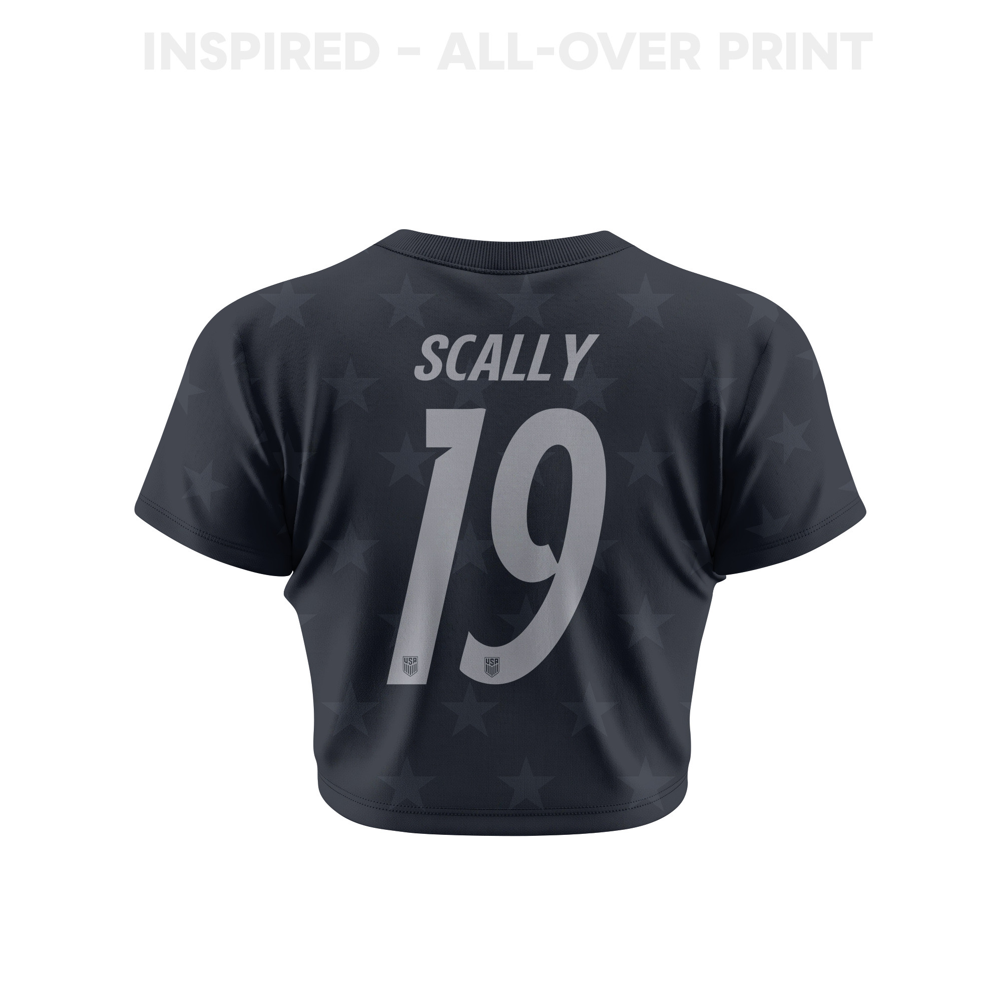 Joe Scally 19 USMNT 2026 Women's Away All-Over Print Cropped Jersey - Black - Jersey Teams