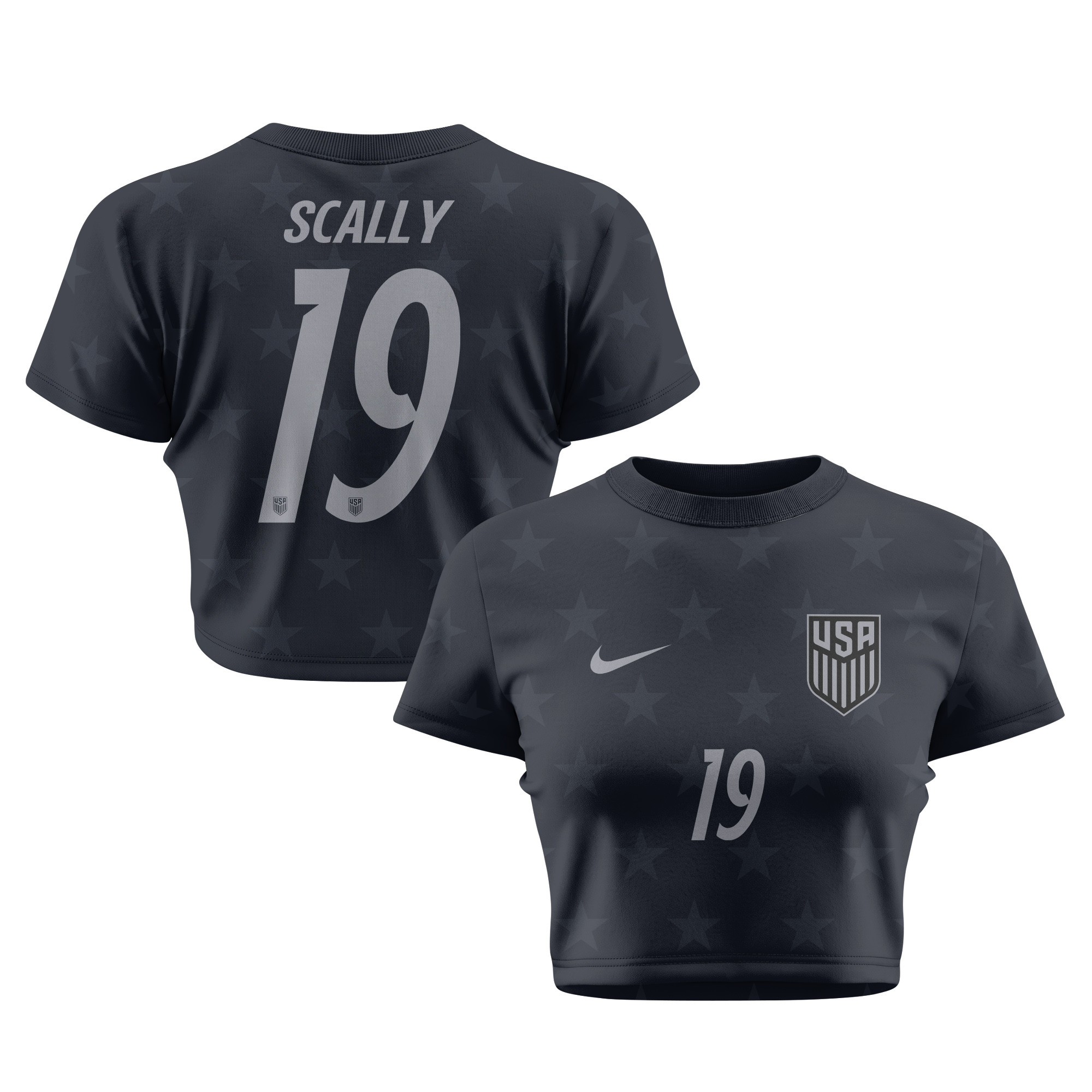 Joe Scally 19 USMNT 2026 Women's Away All-Over Print Cropped Jersey - Black - Jersey Teams