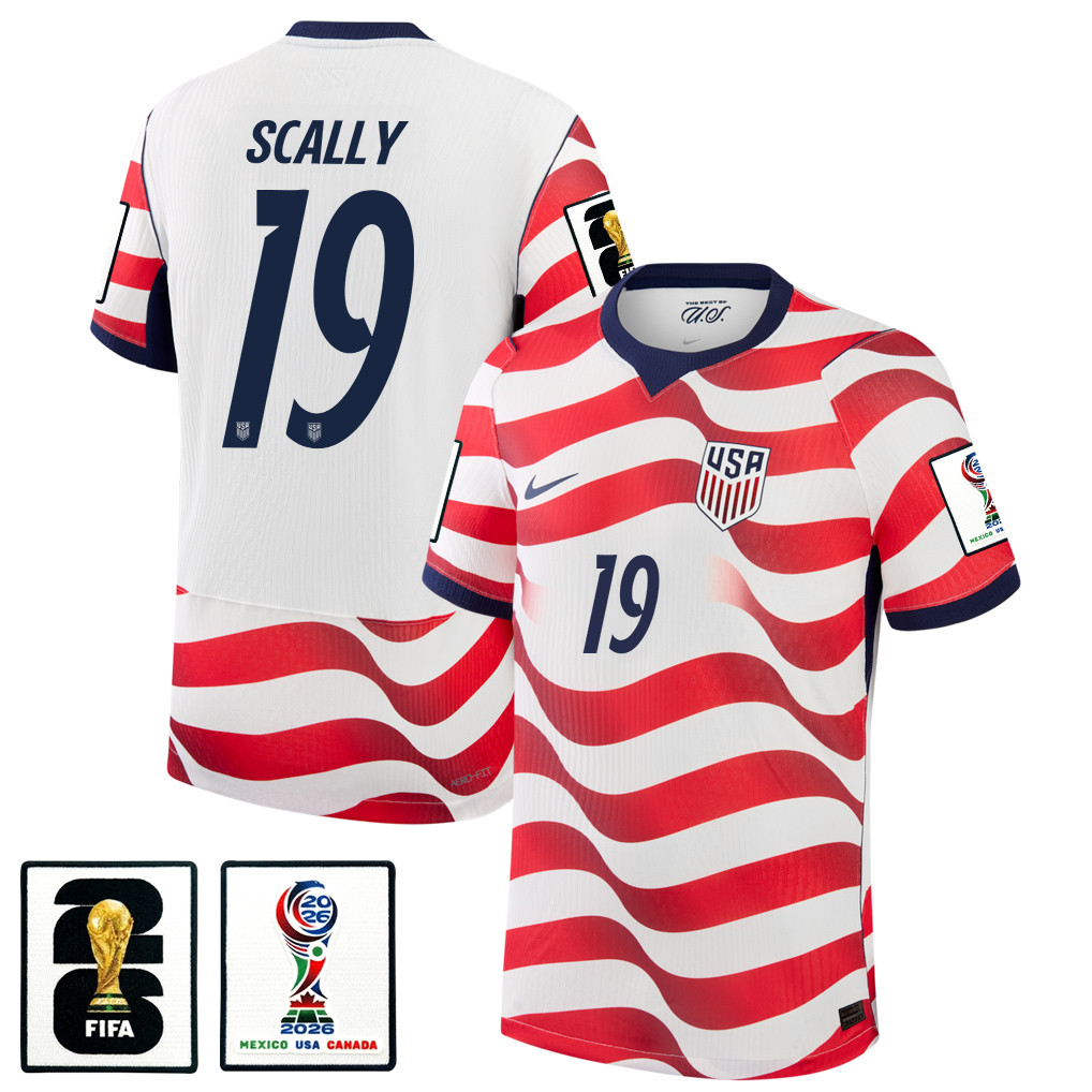 Joe Scally 19 USMNT 2026 x World Cup Patch Home Match Jersey - White, Men - Jersey Teams