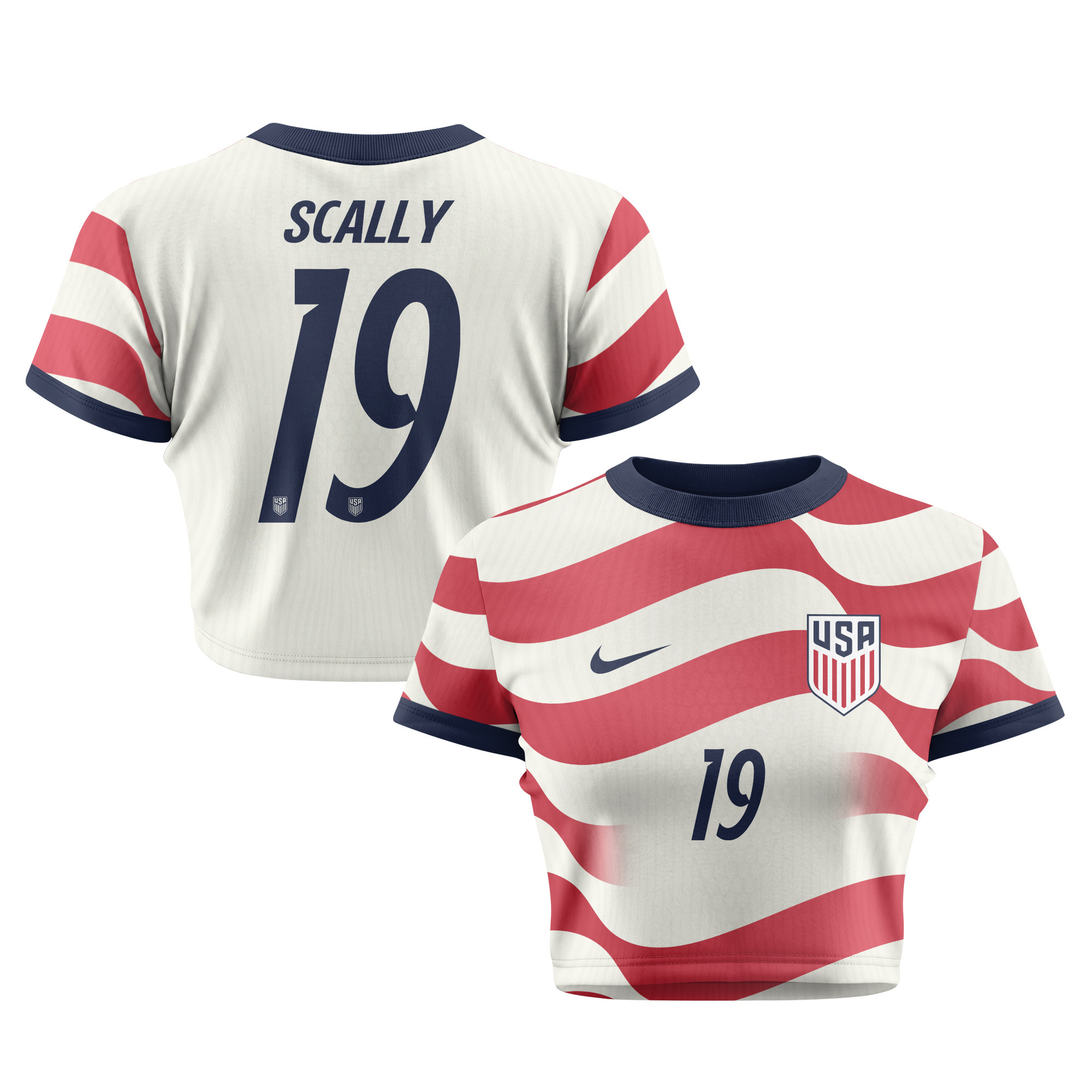 Joe Scally 19 Women's USMNT 2026 Home All-Over Print Cropped Jersey - Jersey Teams