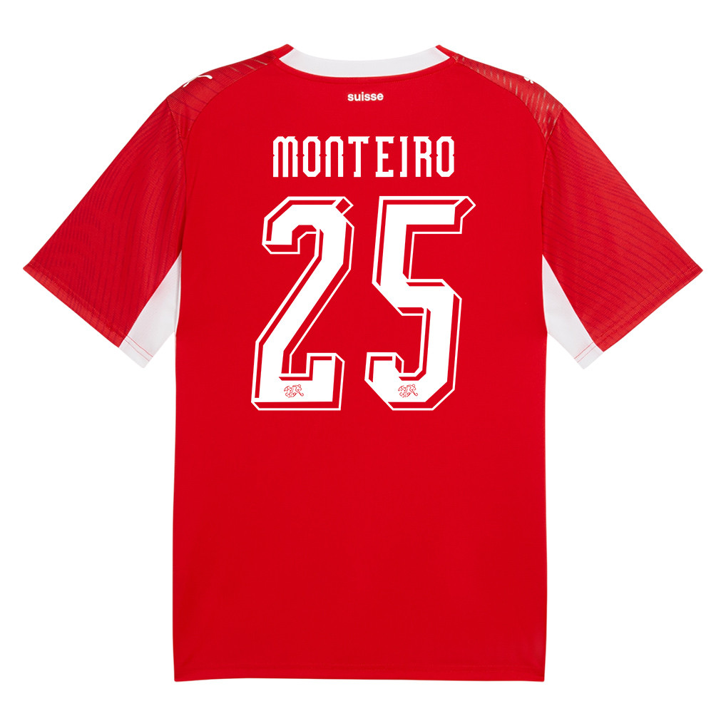 Joel Monteiro 25 Switzerland National Team 2026 x World Cup Patch Home Jersey - Red, Men - Jersey Teams