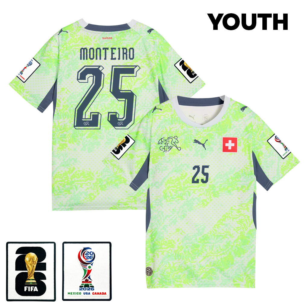 Joel Monteiro 25 Youth Switzerland National Team 2026 Away Jersey - Green - Jersey Teams