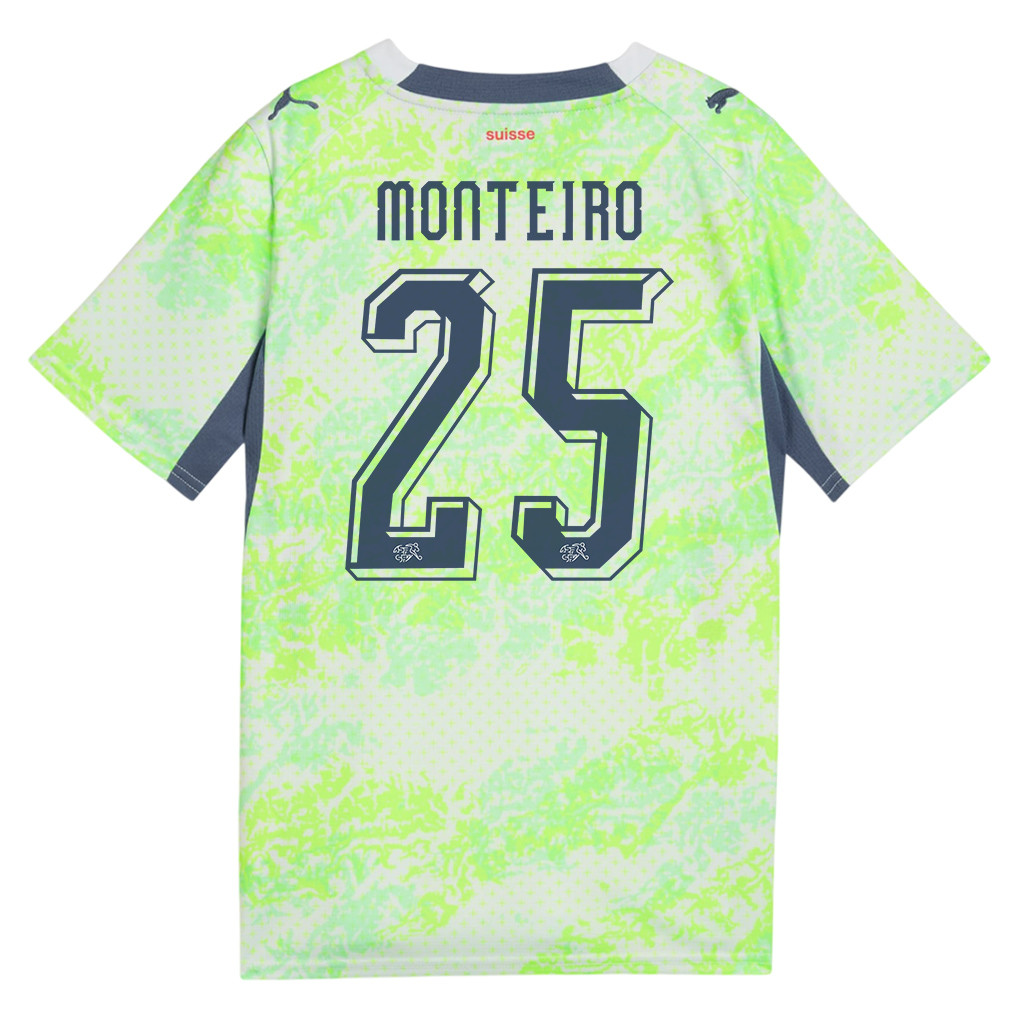 Joel Monteiro 25 Youth Switzerland National Team 2026 Away Jersey - Green - Jersey Teams