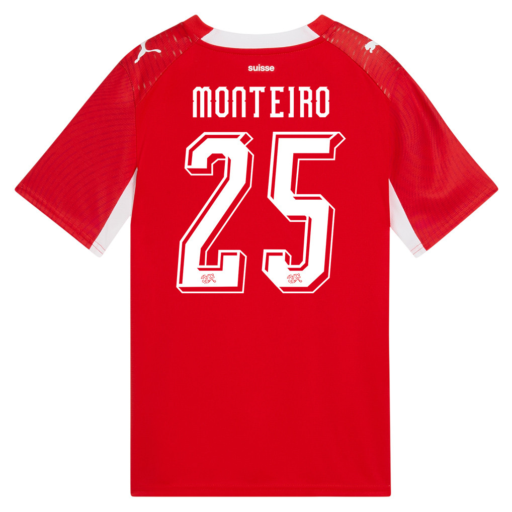 Joel Monteiro 25 Youth Switzerland National Team 2026 Home Jersey - Red - Jersey Teams