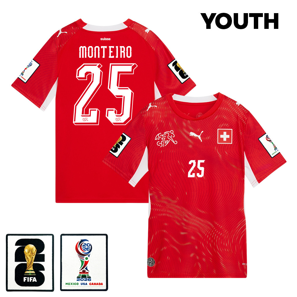 Joel Monteiro 25 Youth Switzerland National Team 2026 Home Jersey - Red - Jersey Teams