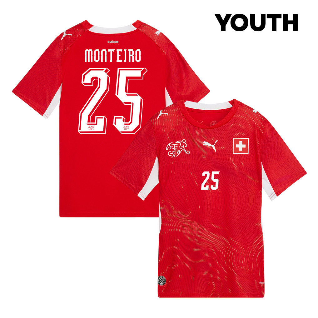 Joel Monteiro 25 Youth Switzerland National Team 2026 Home Jersey - Red - Jersey Teams