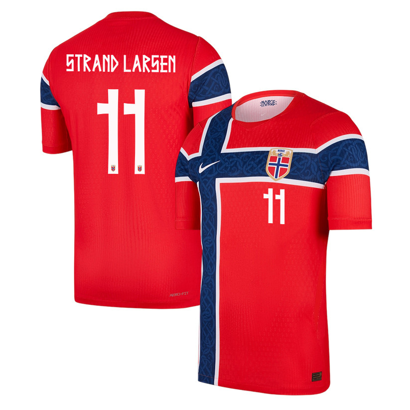 Joergen Strand Larsen 11 Norway National Team 2026 Home Jersey - Red, Men - Jersey Teams