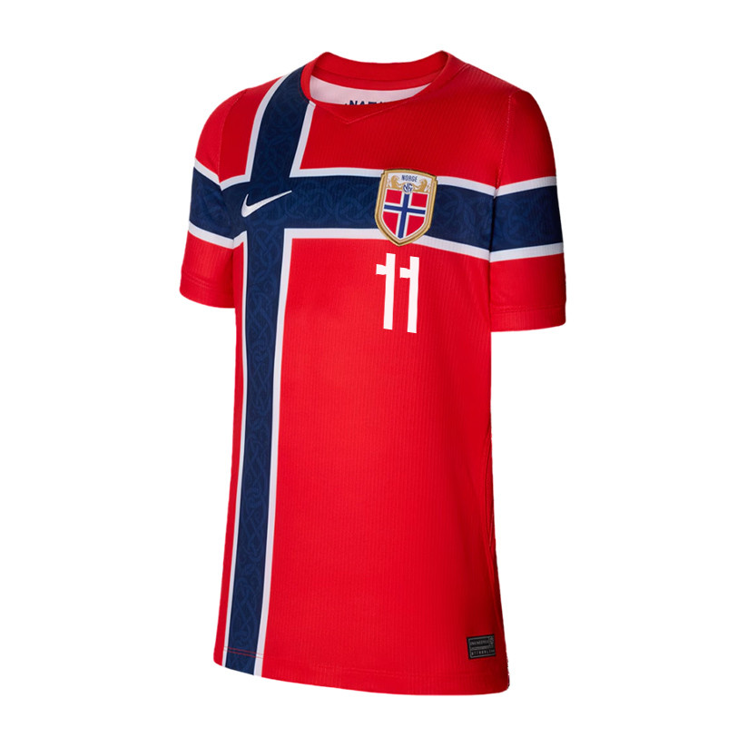 Joergen Strand Larsen 11 Youth Norway National Team 2026 Home Jersey - Red - Jersey Teams