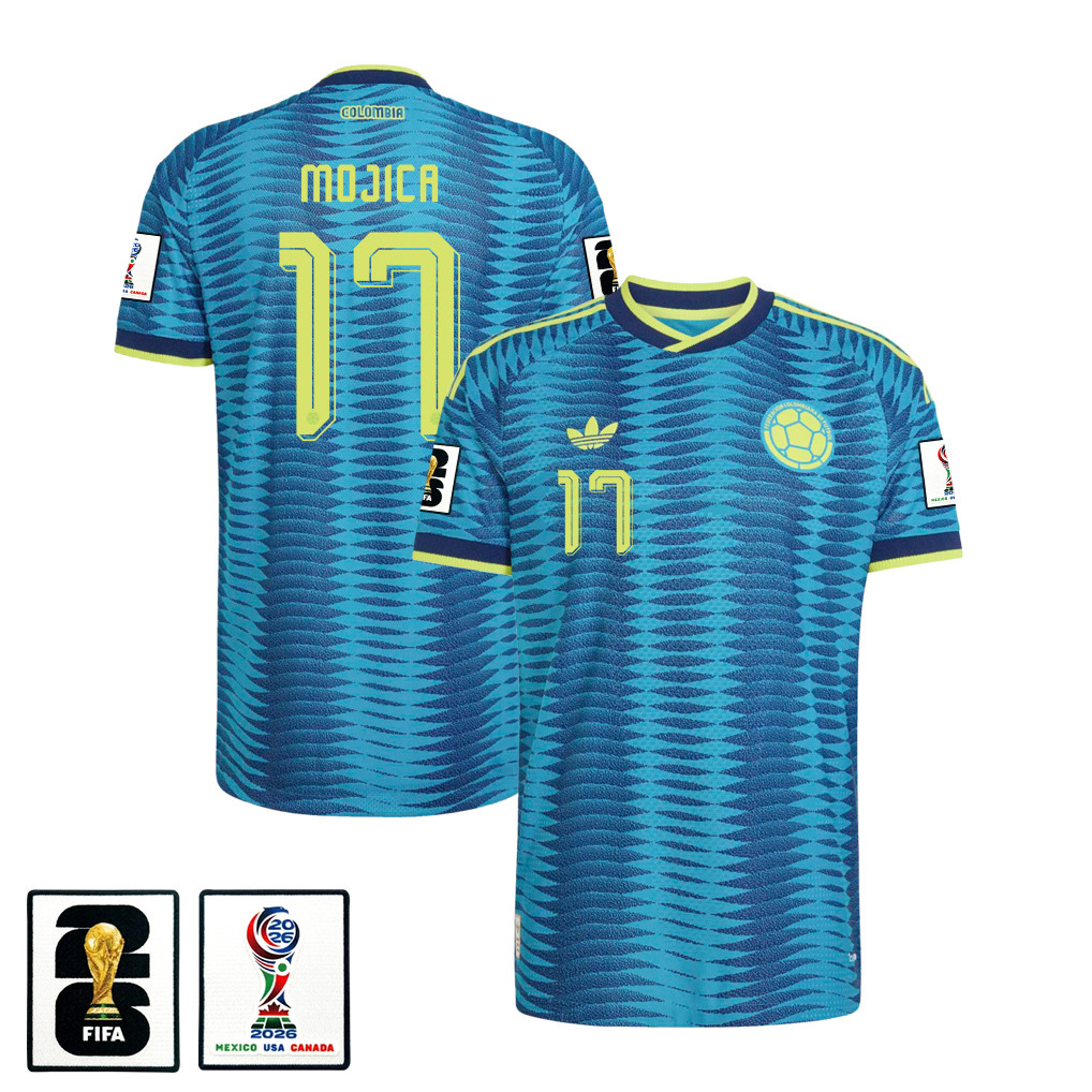 Johan Mojica 17 Colombia National Team 2026 x World Cup Patch Away Jersey - Turquoise, Men - Jersey Teams