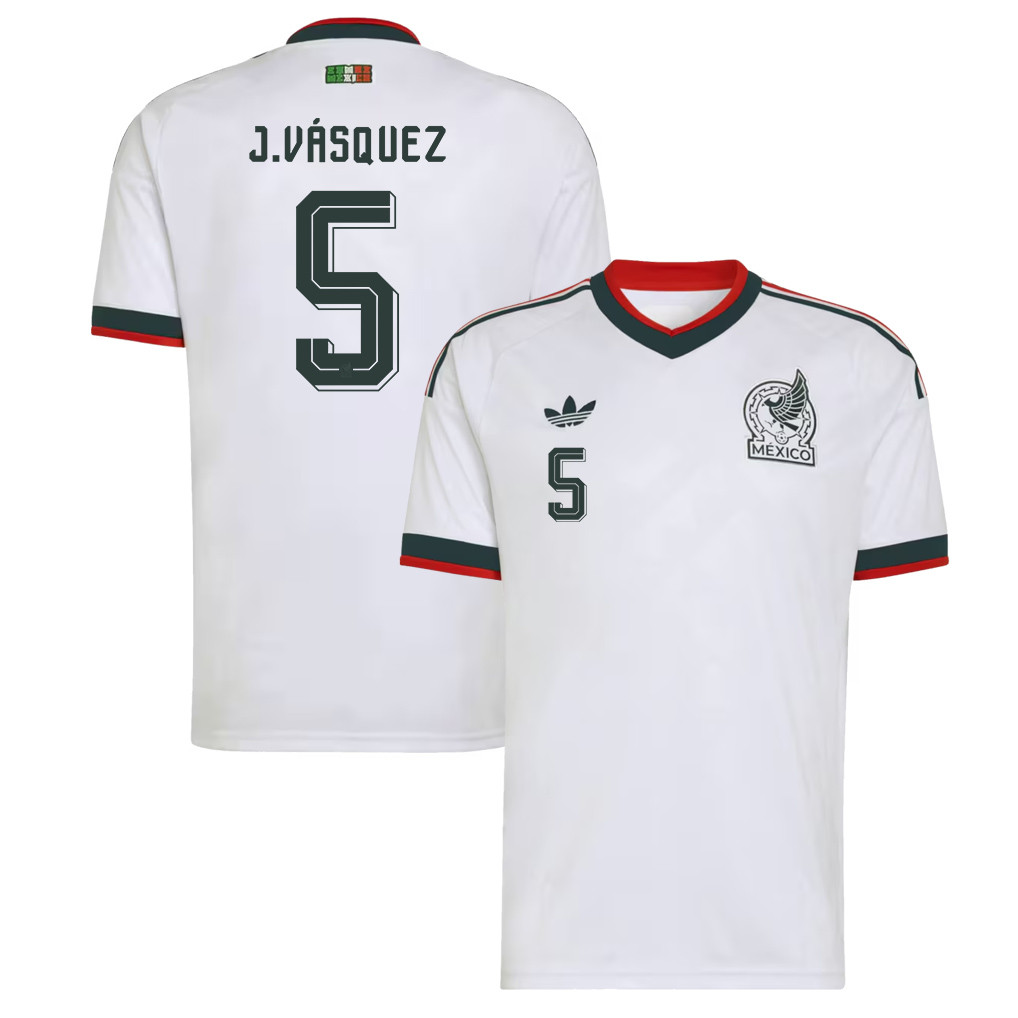 Johan Vásquez 5 Mexico National Team 2026 Away Jersey - White, Men - Jersey Teams