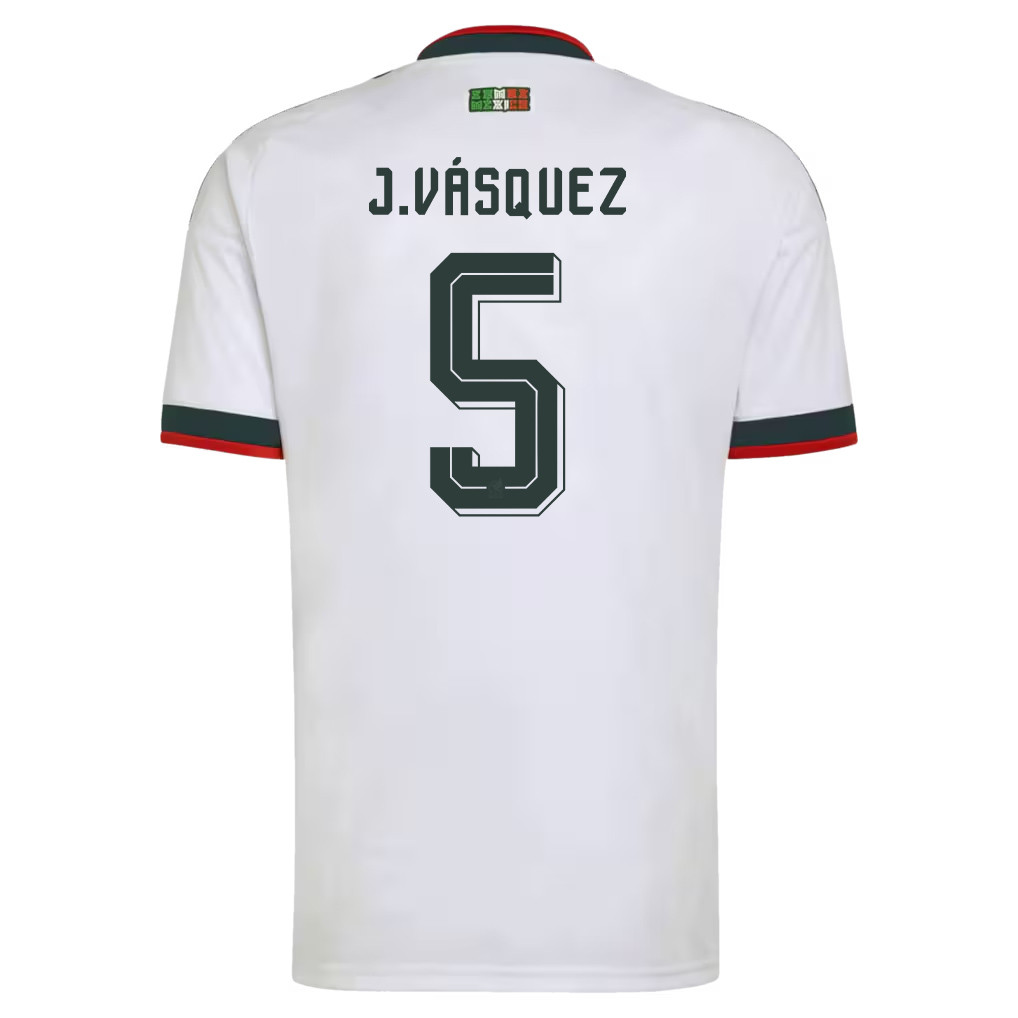 Johan Vásquez 5 Mexico National Team 2026 Away Jersey - White, Men - Jersey Teams