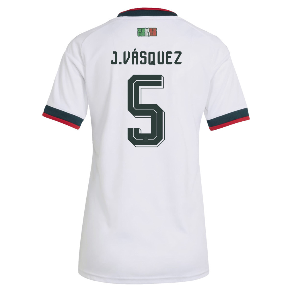 Johan Vásquez 5 Women's Mexico National Team 2026 Away Jersey - White - Jersey Teams