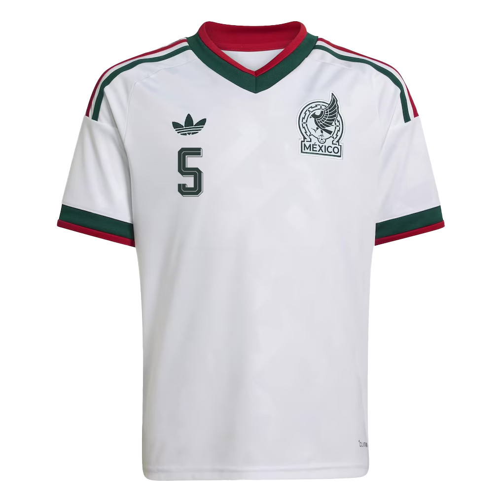 Johan Vásquez 5 Youth Mexico National Team 2026 Away Jersey - White - Jersey Teams