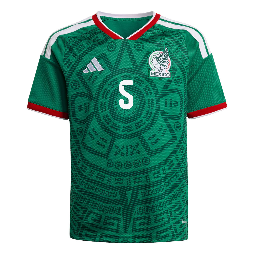 Johan Vásquez 5 Youth Mexico National Team 2026 Home Jersey - Green - Jersey Teams