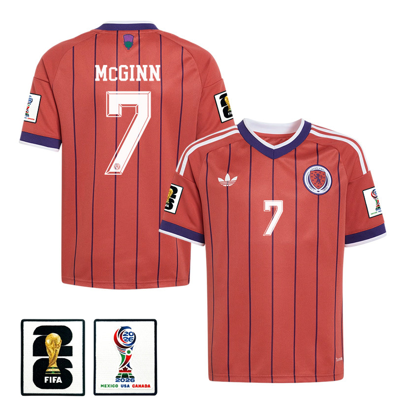 John McGinn 7 Youth Scotland National Team 2026 Away Jersey - Red - Jersey Teams