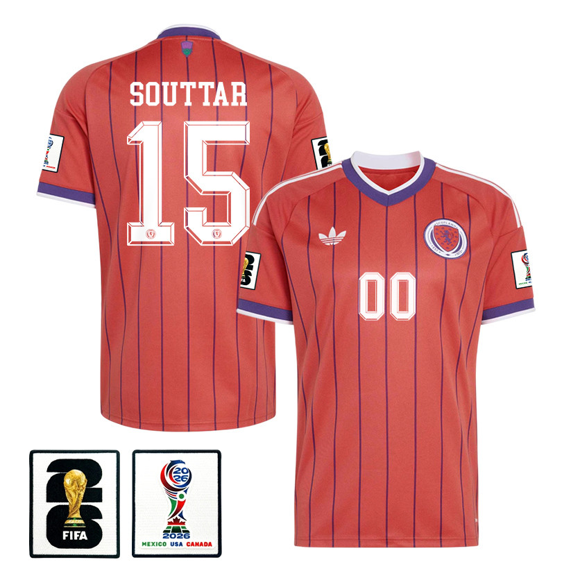 John Souttar 15 Scotland National Team 2026 x World Cup Patch Away Jersey - Red, Men - Jersey Teams