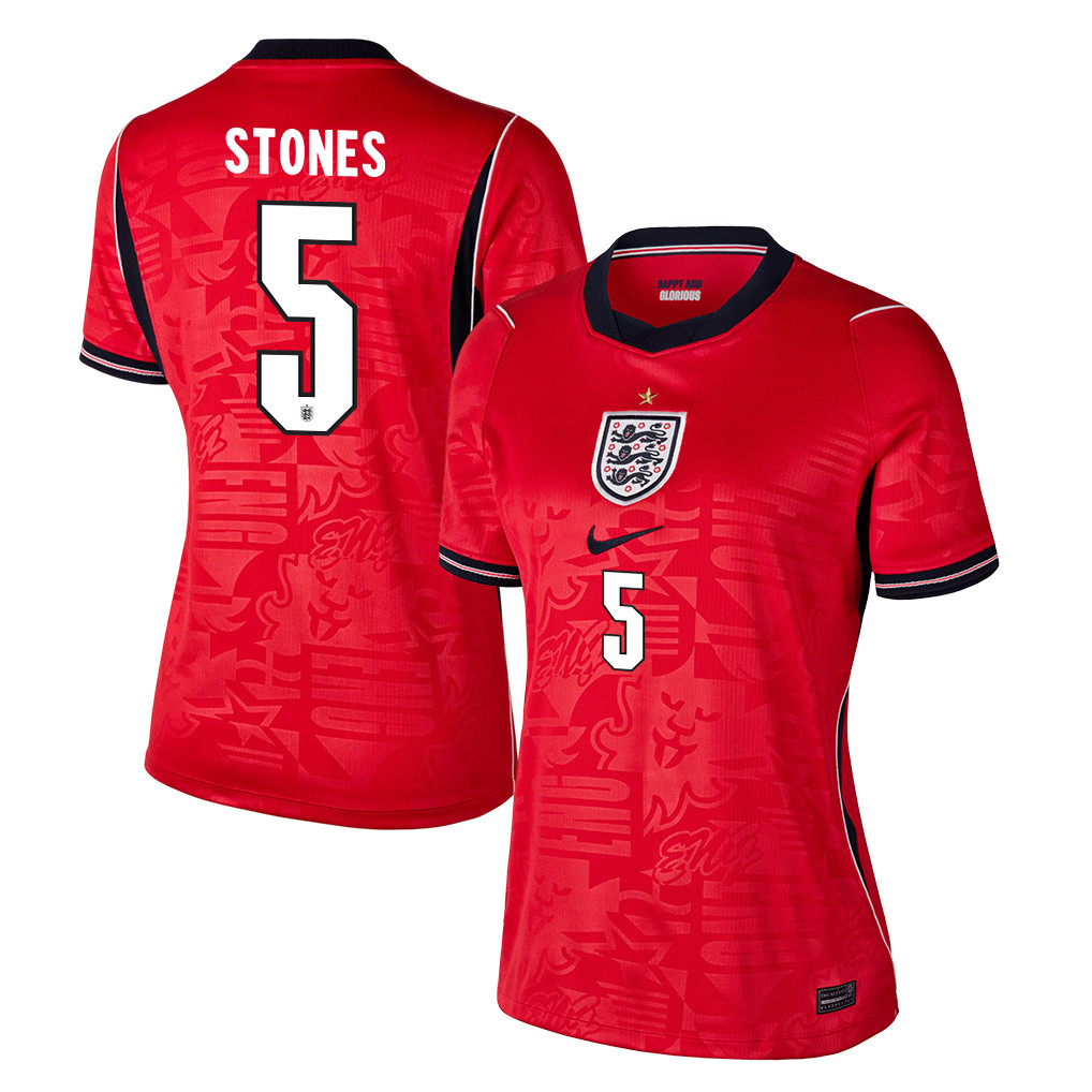 John Stones 5 Women's England National Team 2026 Away Jersey - Red - Jersey Teams