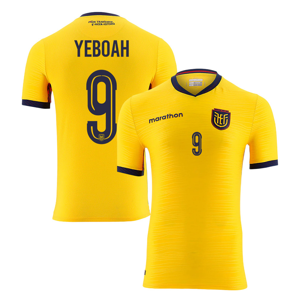 John Yeboah 9 Ecuador National Team 2026 Home Jersey - Yellow, Men - Jersey Teams