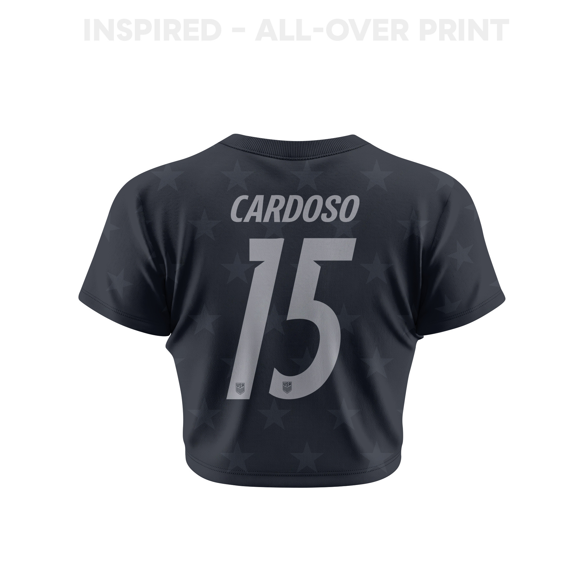 Johnny Cardoso 15 USMNT 2026 Women's Away All-Over Print Cropped Jersey - Black - Jersey Teams