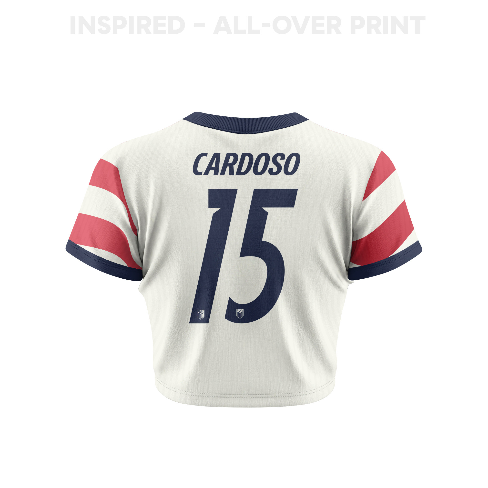 Johnny Cardoso 15 Women's USMNT 2026 Home All-Over Print Cropped Jersey - Jersey Teams