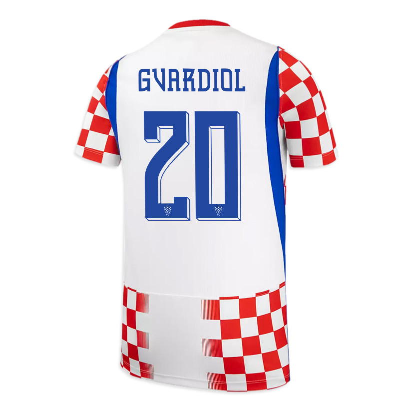 Joško Gvardiol 20 Youth Croatia National Team 2026 Home Jersey - White/ Red - Jersey Teams