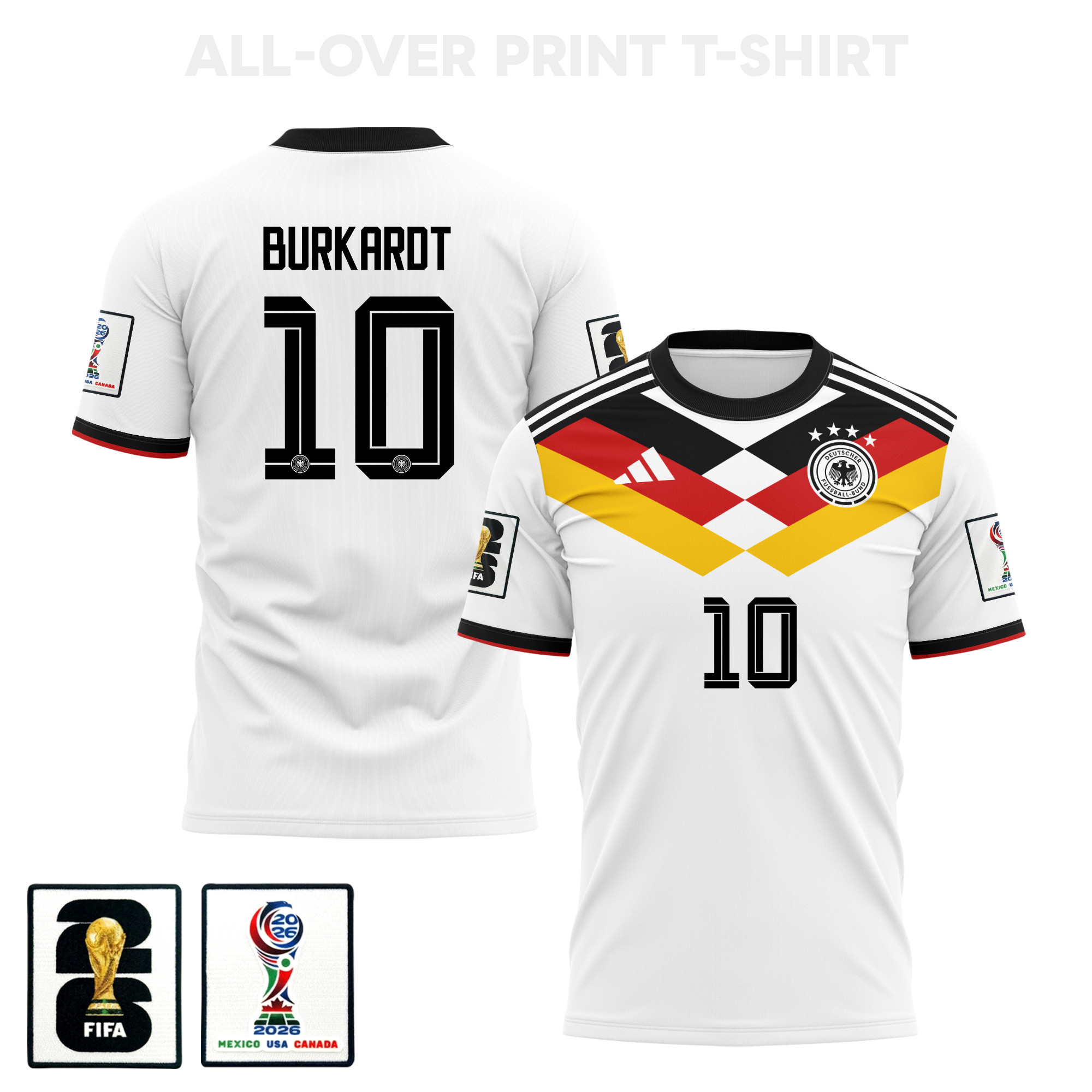 Jonathan Burkardt 10 Germany 2026 Home 3D T-Shirt Fully Printed – Unisex, White - Jersey Teams