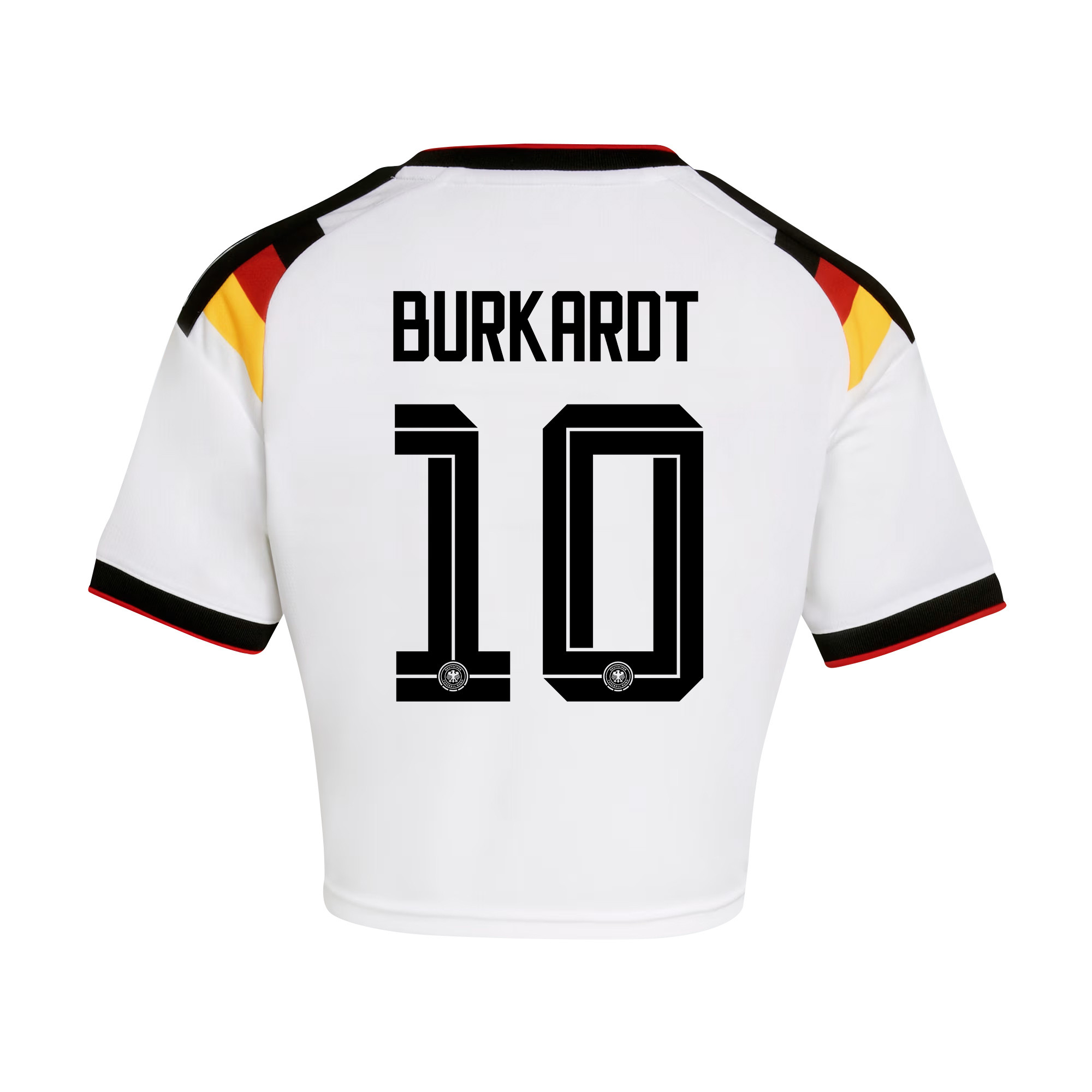 Jonathan Burkardt 10 Germany 2026 Home Women’s Cropped Jersey - White - Jersey Teams