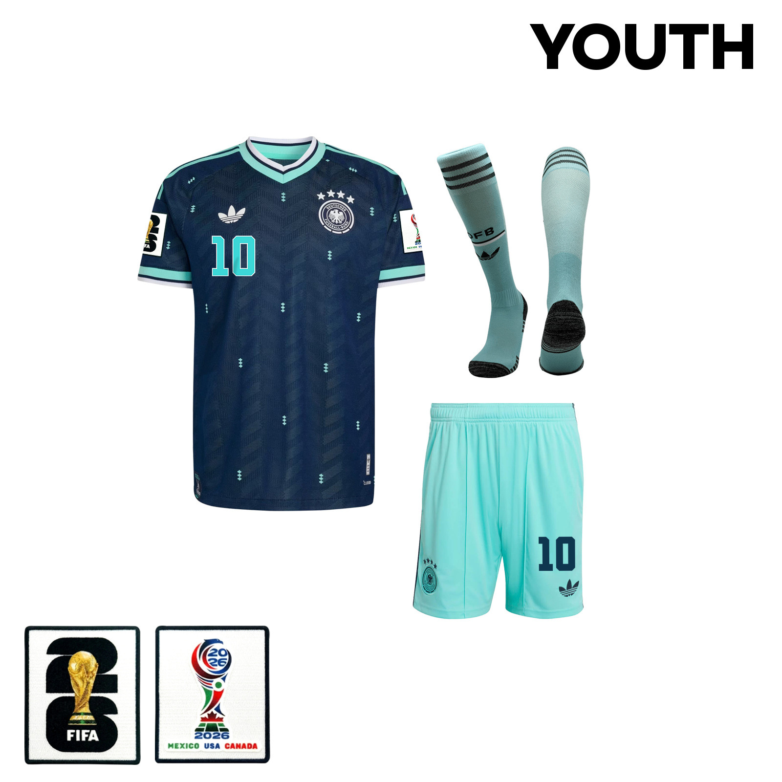 Jonathan Burkardt 10 Germany 2026 YOUTH Away Kit Set – Navy - Jersey Teams
