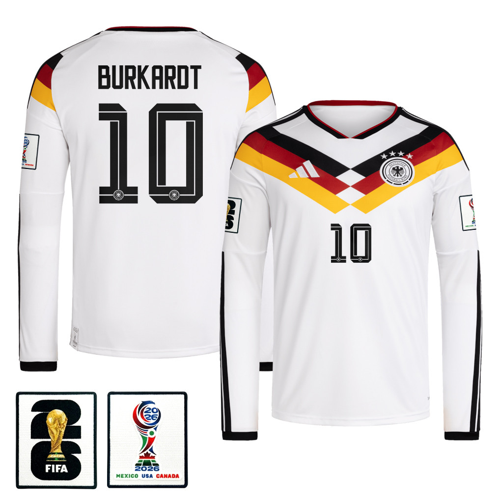 Jonathan Burkardt 10 Germany National Team 2026 Home Long Sleeve Jersey – White – Jersey Teams