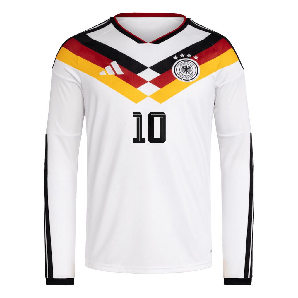 Jonathan Burkardt 10 Germany National Team 2026 Home Long Sleeve Jersey - White - Jersey Teams