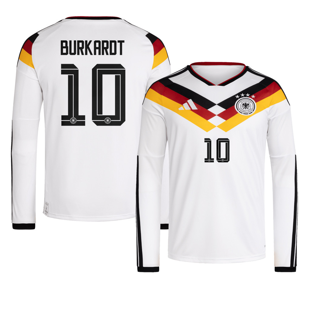 Jonathan Burkardt 10 Germany National Team 2026 Home Long Sleeve Jersey - White - Jersey Teams
