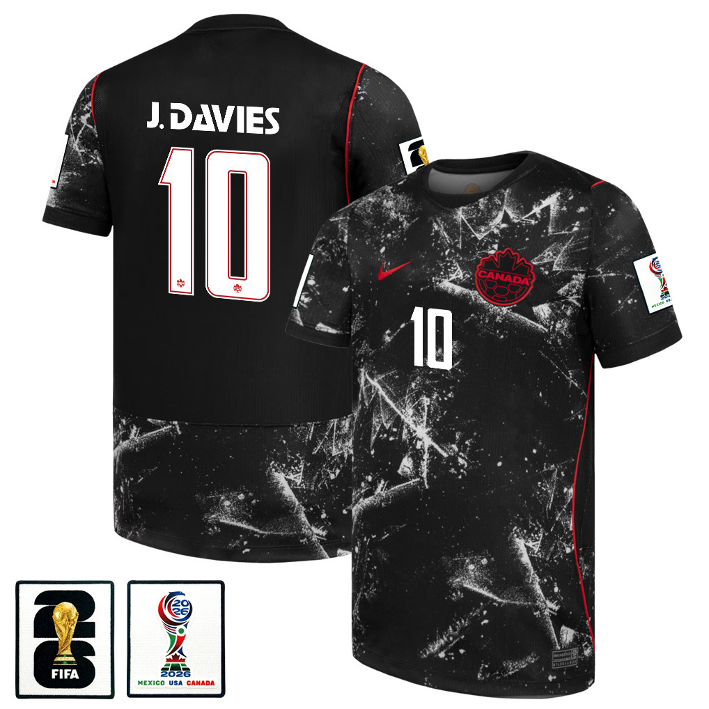 Jonathan David 10 Canada National Team 2026 x World Cup Patch Away Jersey - Black, Men - Jersey Teams