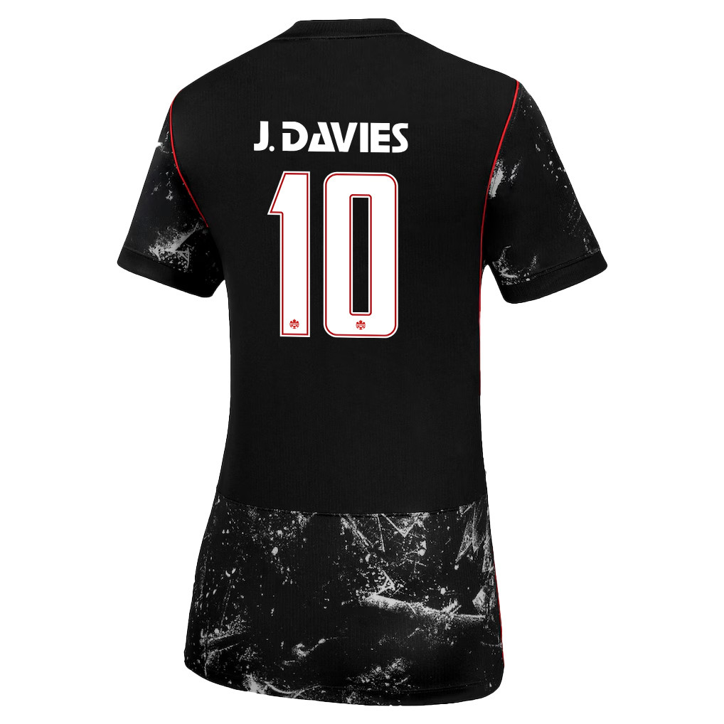 Jonathan David 10 Women's Canada National Team 2026 Away Jersey - Black - Jersey Teams
