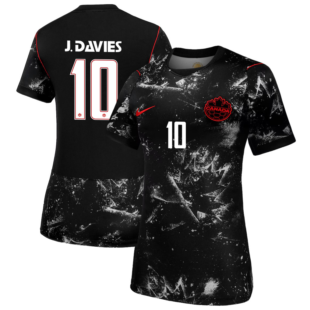 Jonathan David 10 Women's Canada National Team 2026 Away Jersey - Black - Jersey Teams