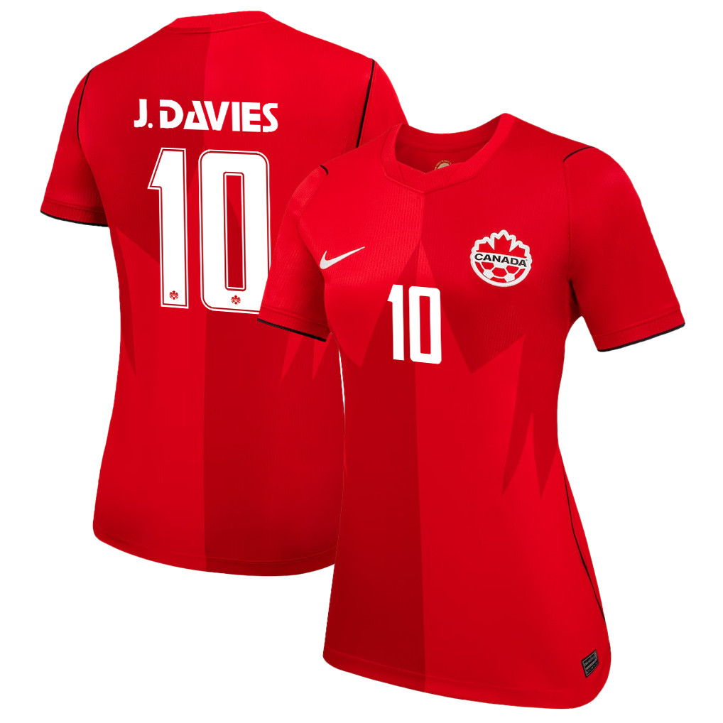 Jonathan David 10 Women's Canada National Team 2026 Home Jersey - Red - Jersey Teams