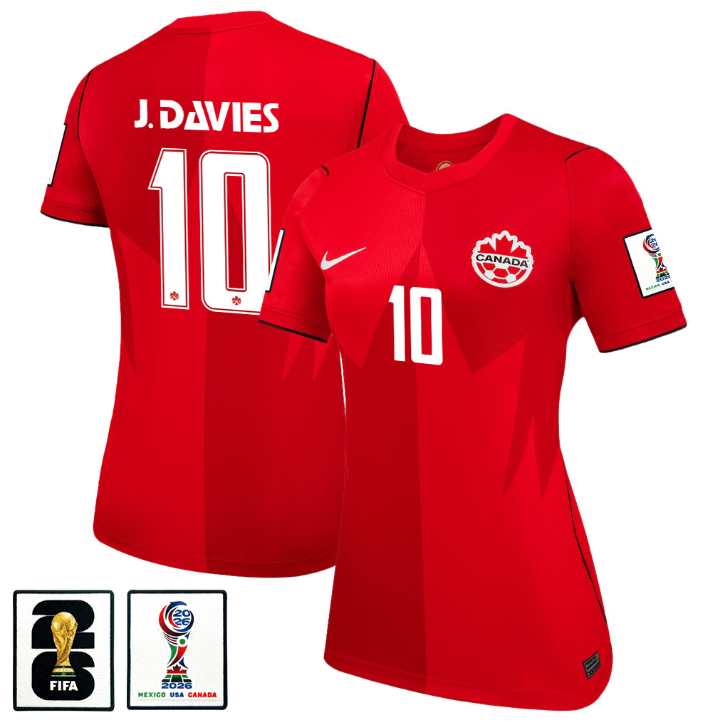 Jonathan David 10 Women’s Canada National Team 2026 Home Jersey – Red – Jersey Teams