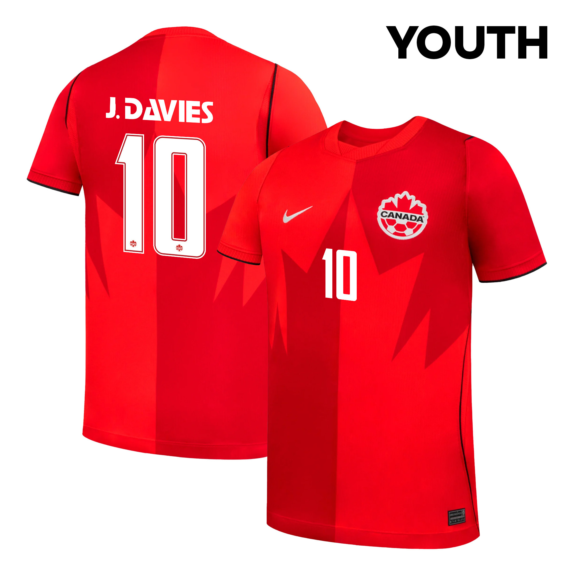Jonathan David 10 Youth Canada National Team 2026 Home Jersey - Red - Jersey Teams