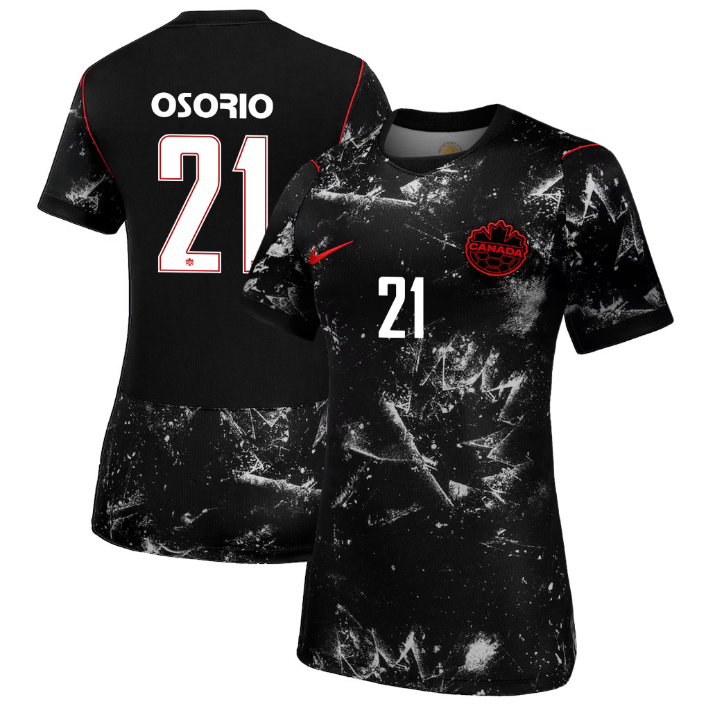 Jonathan Osorio 21 Women's Canada National Team 2026 Away Jersey - Black - Jersey Teams