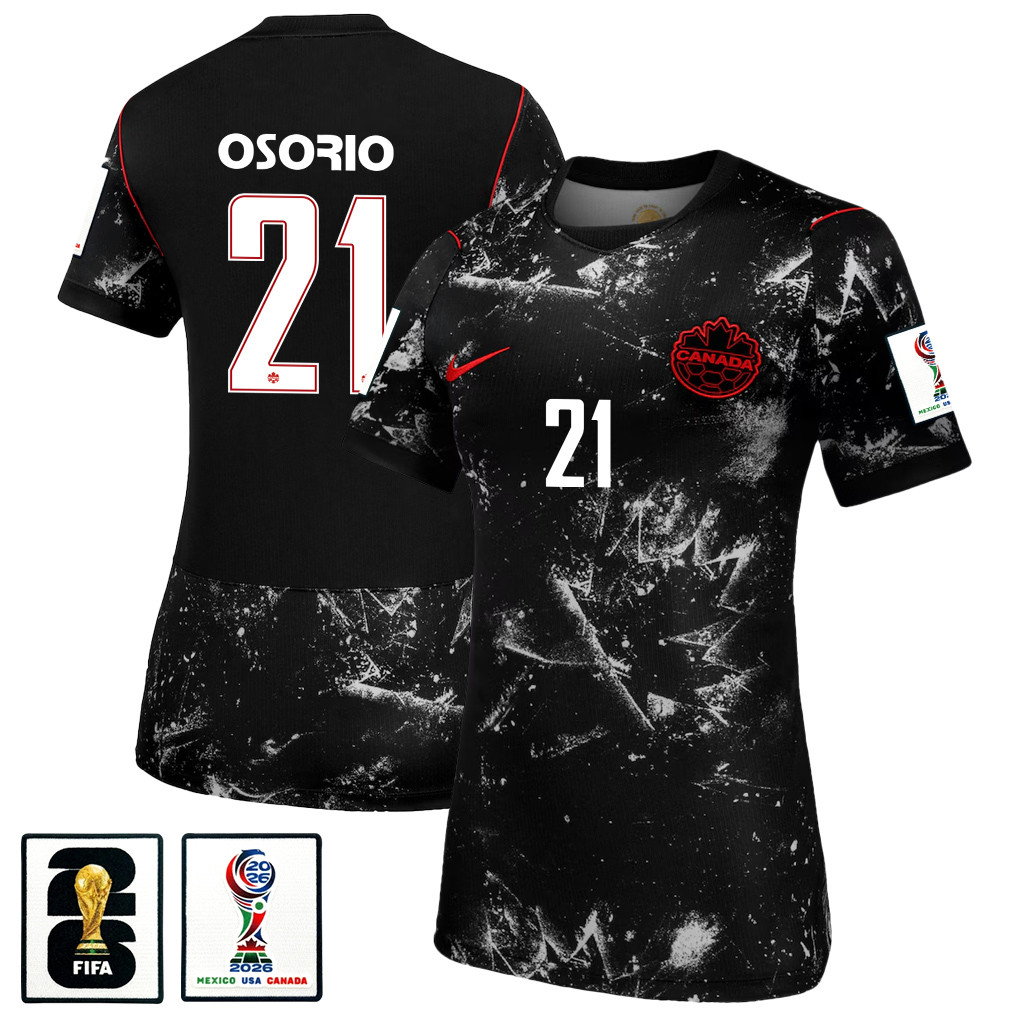 Jonathan Osorio 21 Women’s Canada National Team 2026 Away Jersey – Black – Jersey Teams