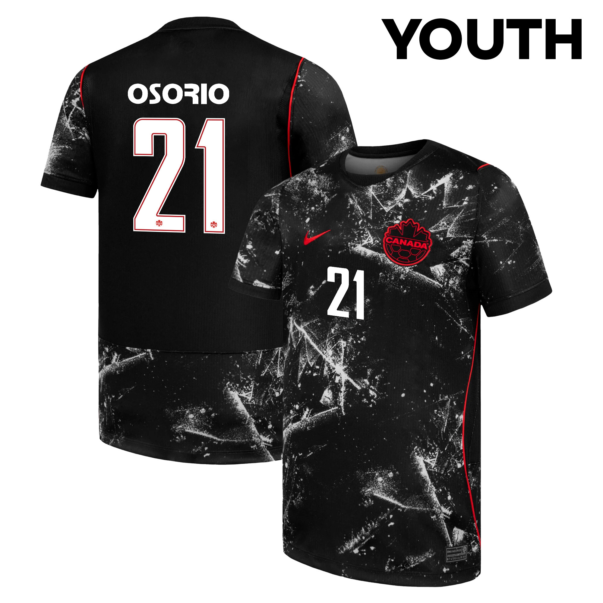 Jonathan Osorio 21 Youth Canada National Team 2026 Away Jersey - Black - Jersey Teams